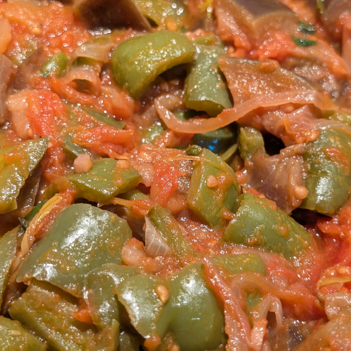 Finished kapunata with capers and olives stirred through